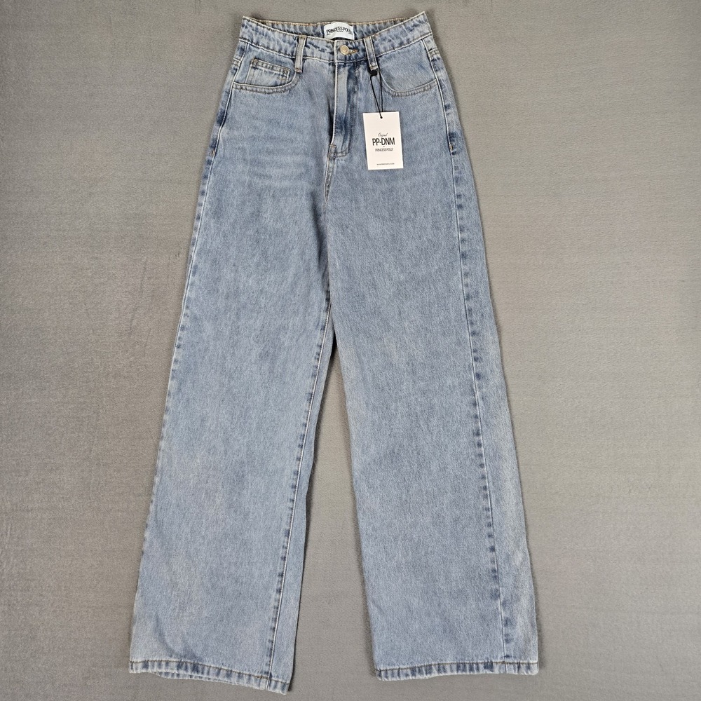Princess Polly Jeans Womens 2 Blue Denim High Rise Wide Leg Loose Nicolo‎ NWT